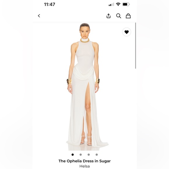 NWT Ophelia Maxi Dress in Sugar — White High Neck Gown With Leg Slit -Rare Color